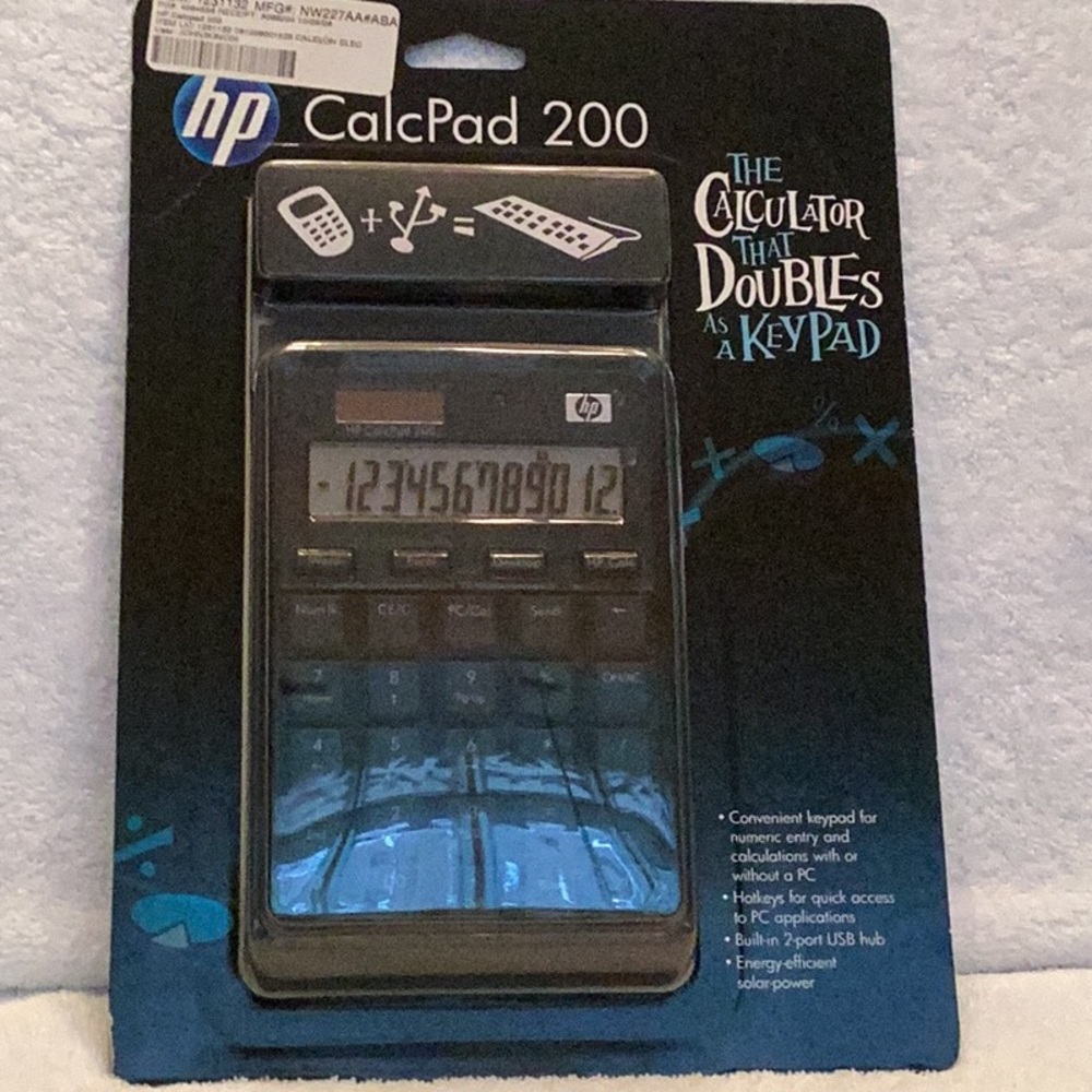 HP CalcPad 200 . Calculator that doubles as a key pad. Brand New In Box
